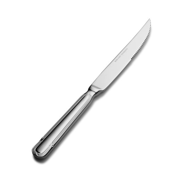 Bon Chef Florence, Steak Knife, Euro, Solid Handle , Mirror Finish, 13/0, 9.64" , set of 12 S815